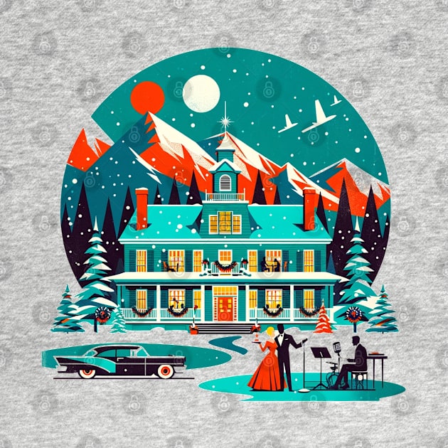 White Christmas: Vintage Musical Christmas Scene by Retro Travel Design